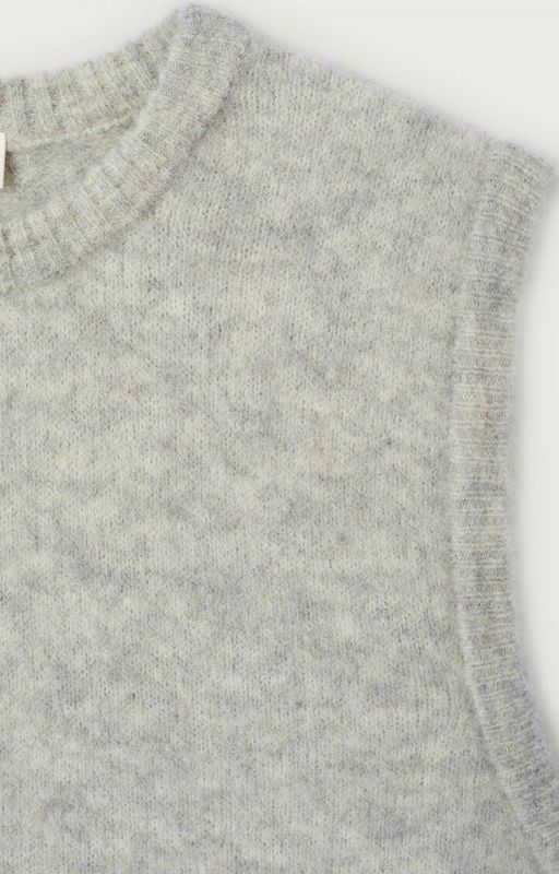American Vintage PULL SM COL ROND GRIS CLAIR CHINE