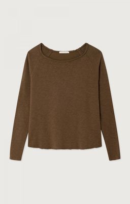 American Vintage T-SHIRT DROIT ML COL BATEAU CHATAIGNIER VINTAGE