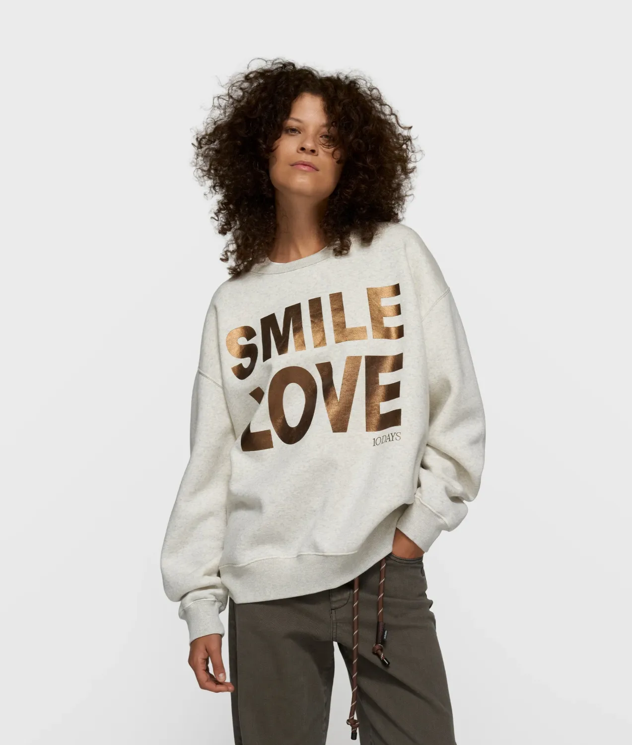 10 Days statement sweater smile love soft white melee