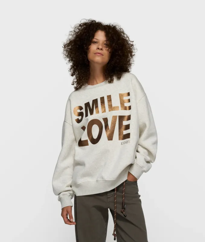 10 Days statement sweater smile love soft white melee