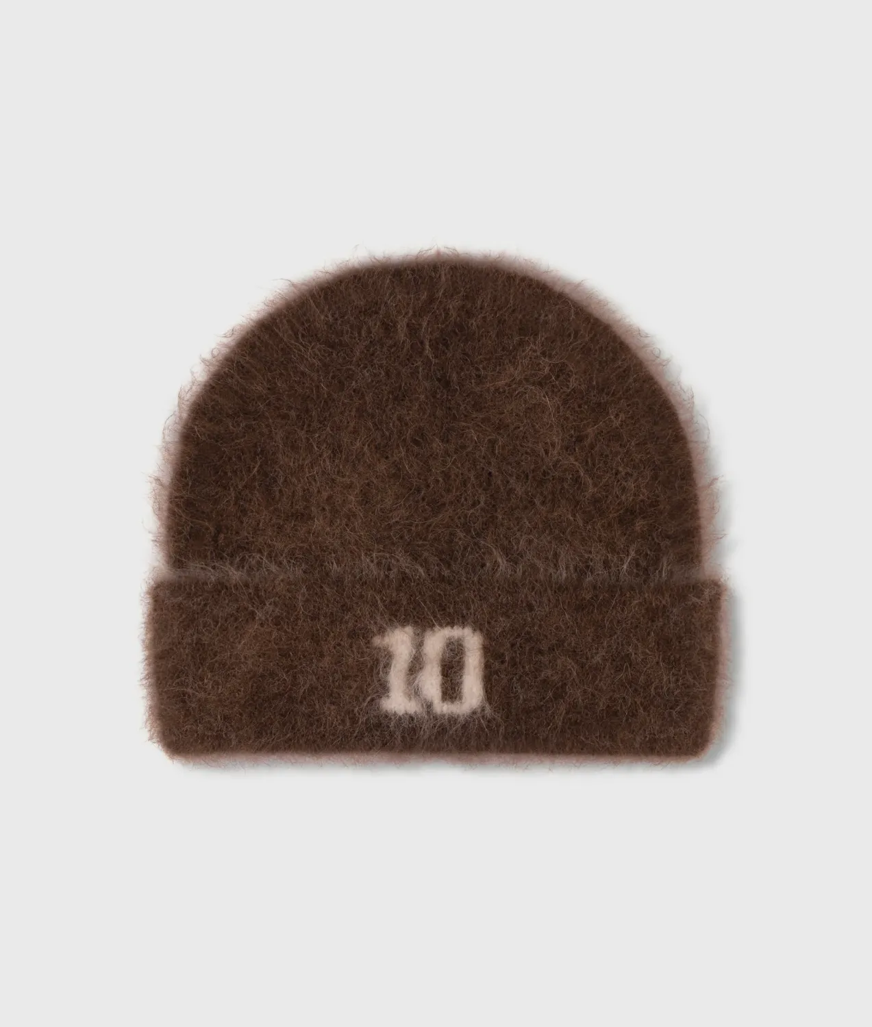 10 Days hairy knit beanie dark truffle
