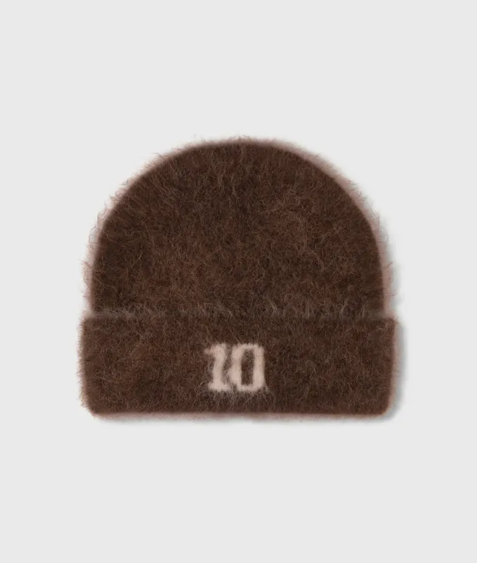 10 Days hairy knit beanie dark truffle