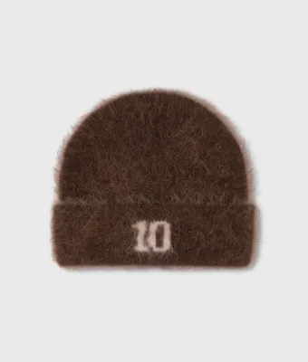 10 Days hairy knit beanie dark truffle