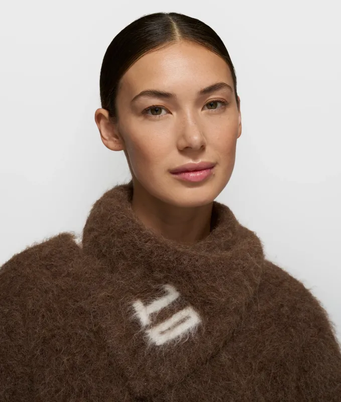 10 Days hairy knit bandana dark truffle