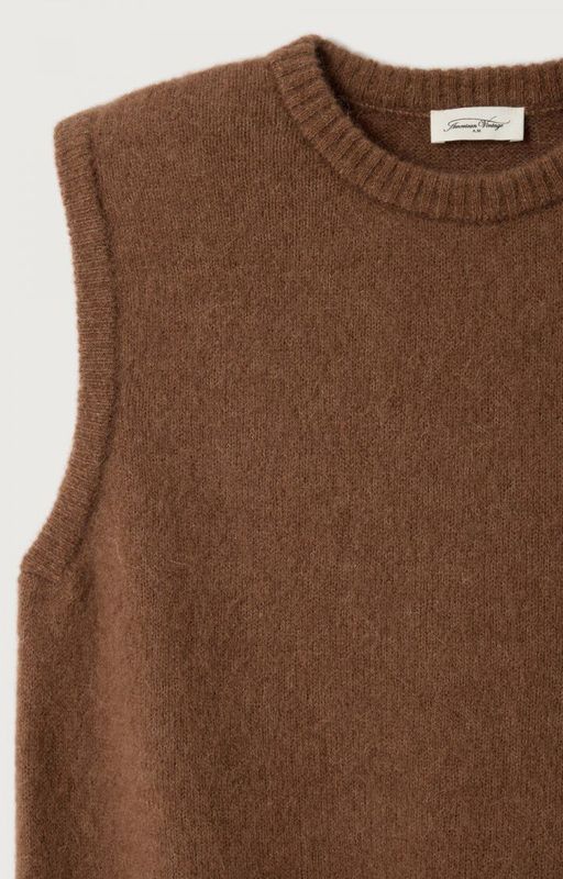 American Vintage PULL SM COL ROND CHOCOLAT CHINE