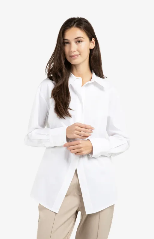 YaYa Poplin blouse met splitdetail PURE WHITE