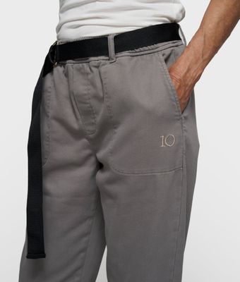 10 Days belted pants jog twill light graphite