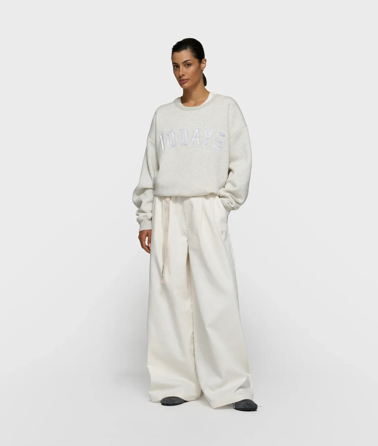 10 Days wide pants jog twill pearl