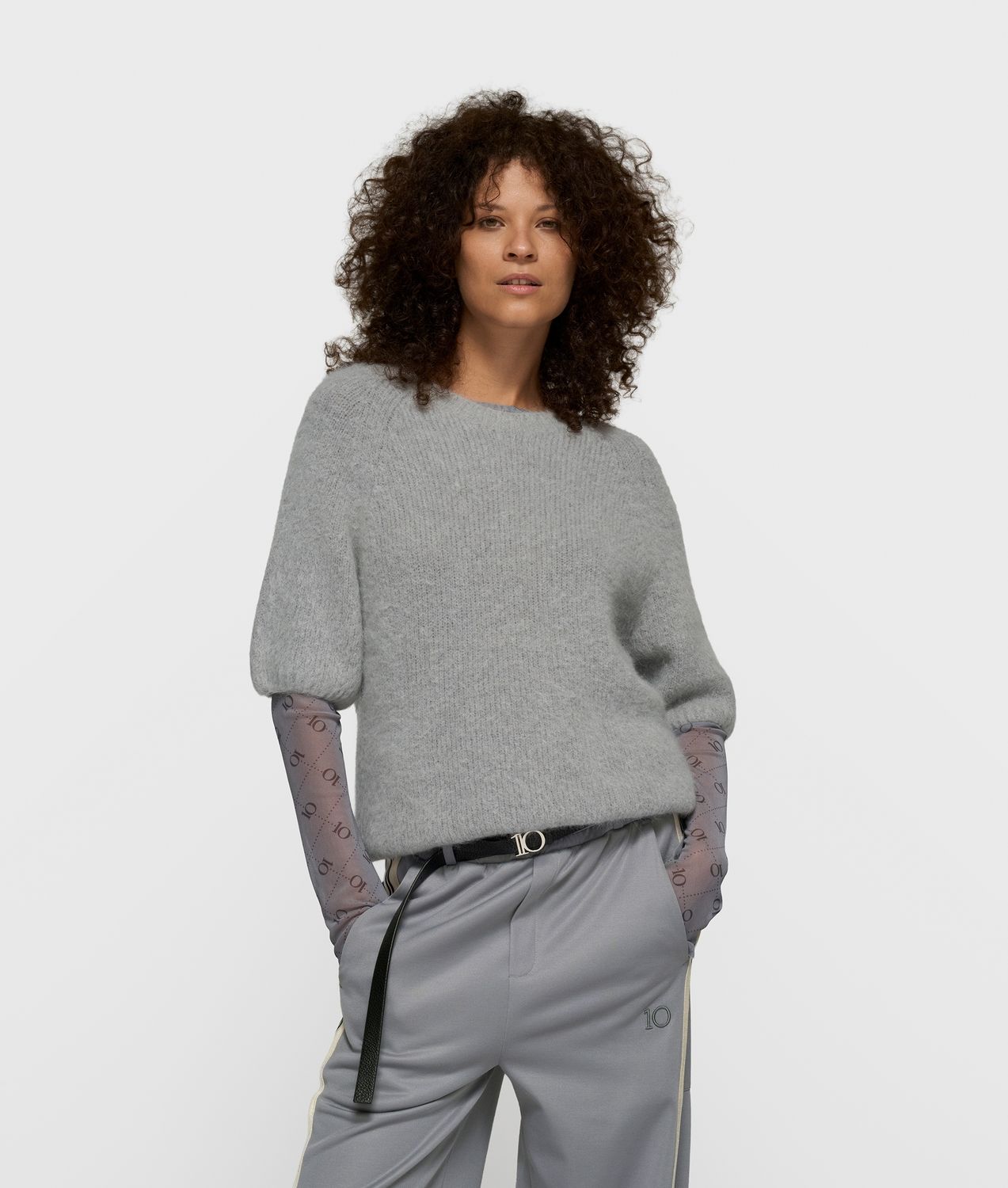 10 Days short sleeve knit sweater light graphite