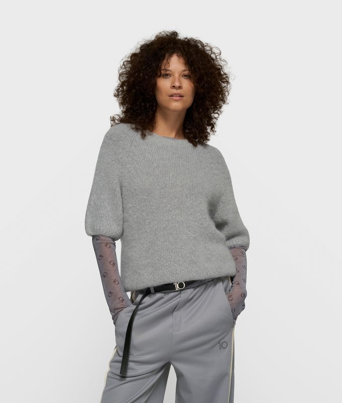 10 Days short sleeve knit sweater light graphite