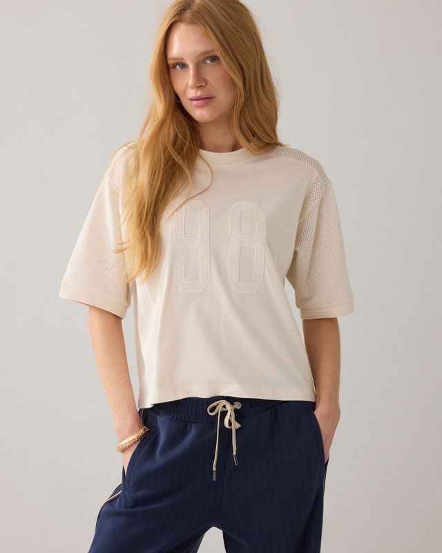 Summum Woman Top Mesh and jersey Ivory