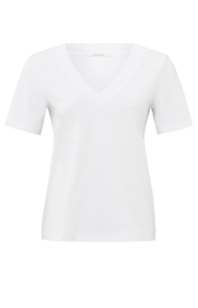 Yaya woman T-shirt with V-neck PURE WHITE