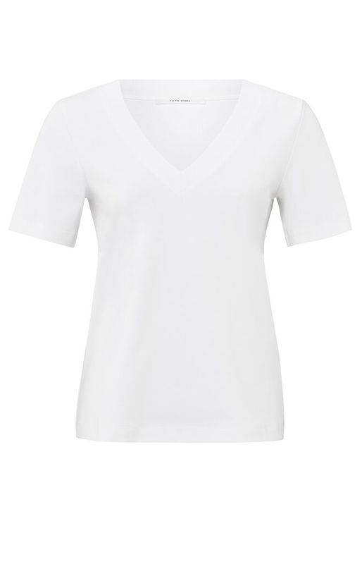 Yaya woman T-shirt with V-neck PURE WHITE
