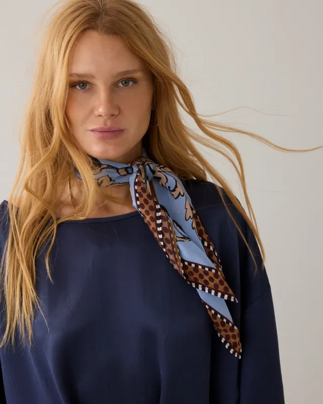 Summum Woman Scarf Satin small Soft blue