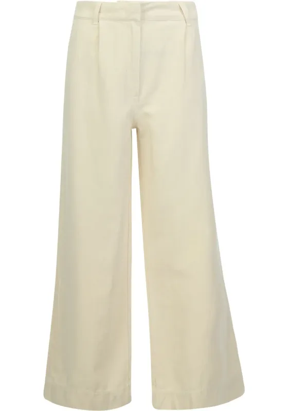 Moscow 1602 Broek katoen Cream Solid