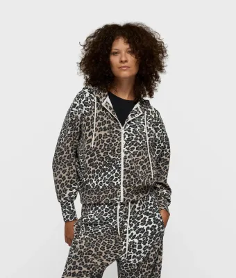 10 Days soft scuba hoodie leopard ecru