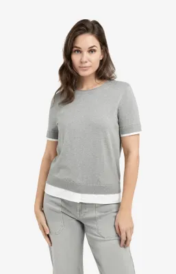YaYa Gebreide top met dubbele zoom IRON GREY MELANGE