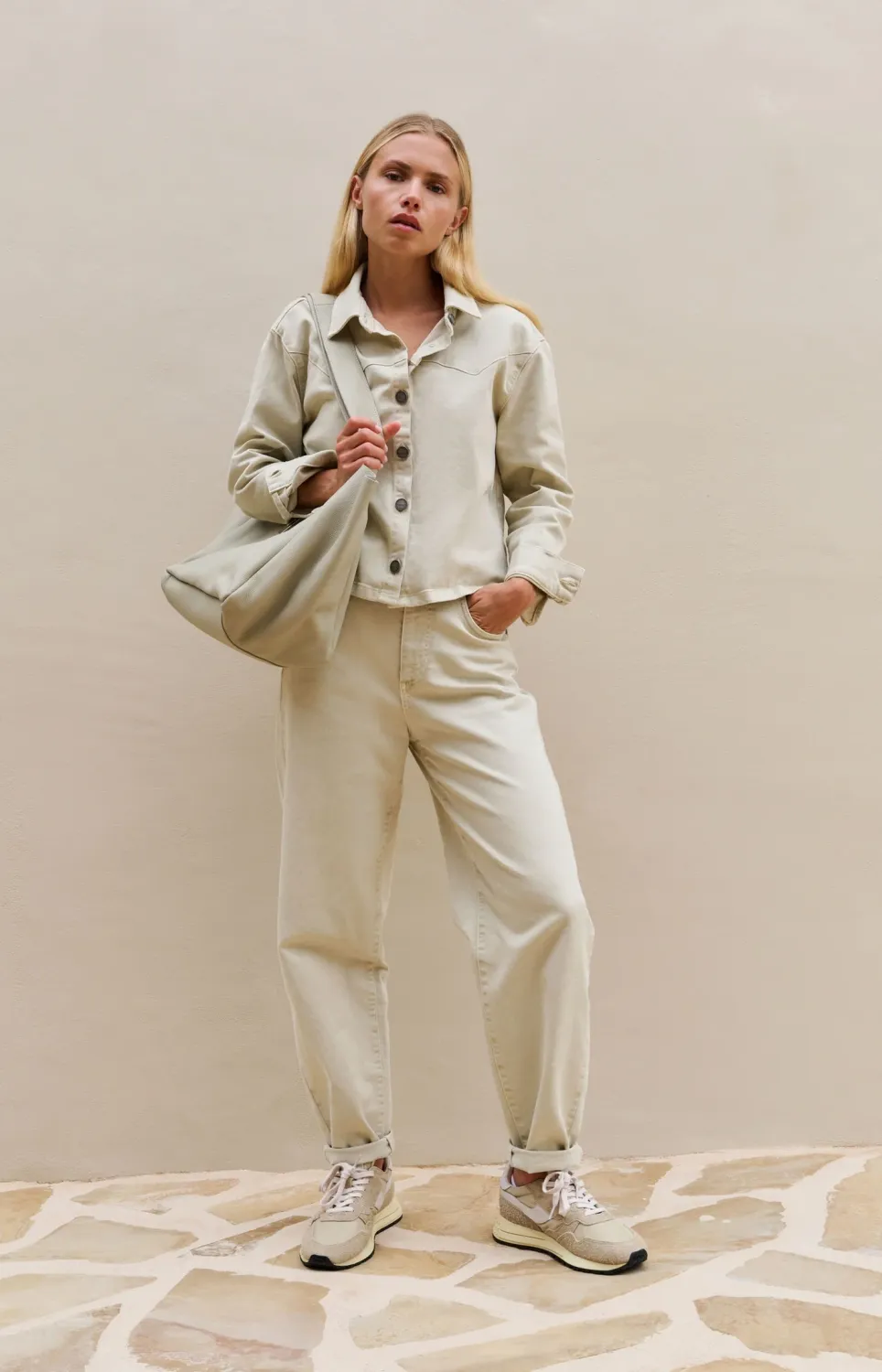 YaYa Barrel jeans met naaddetails SANDSTONE BEIGE
