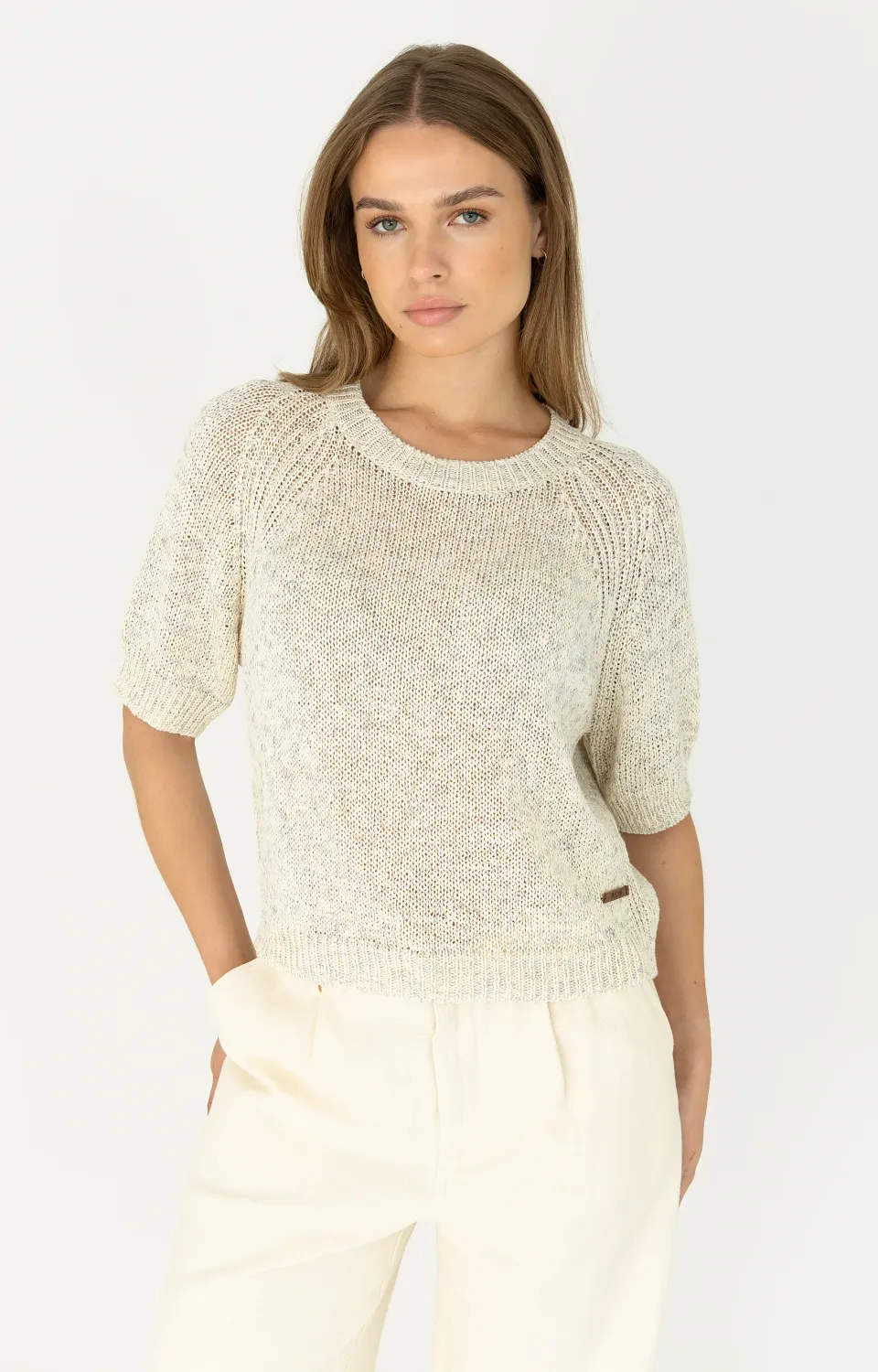 Moscow 1802 Pullover korte mouw Flax Solid