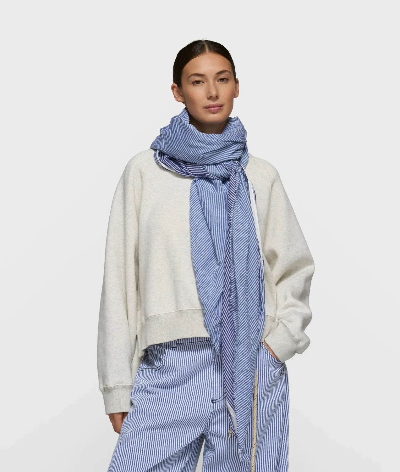 10 Days scarf stripes white/blue