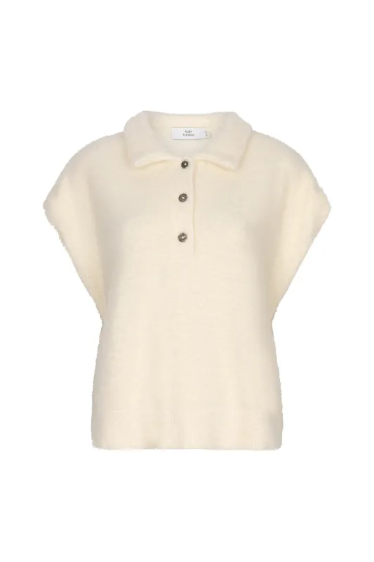 Ruby Tuesday VAREE Polo strap fluffy knitted top