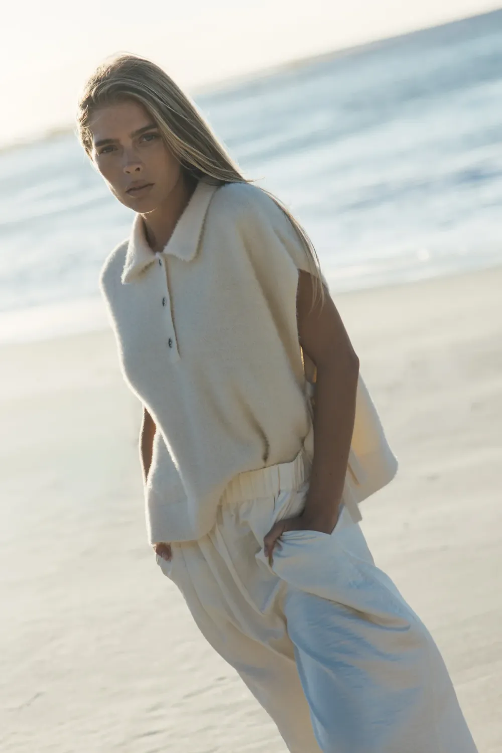 Ruby Tuesday VAREE Polo strap fluffy knitted top