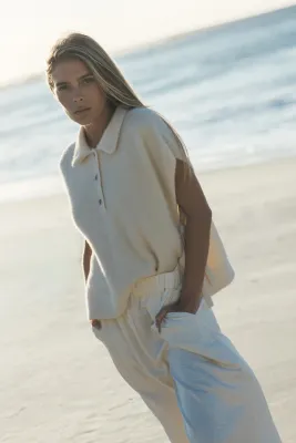 Ruby Tuesday VAREE Polo strap fluffy knitted top