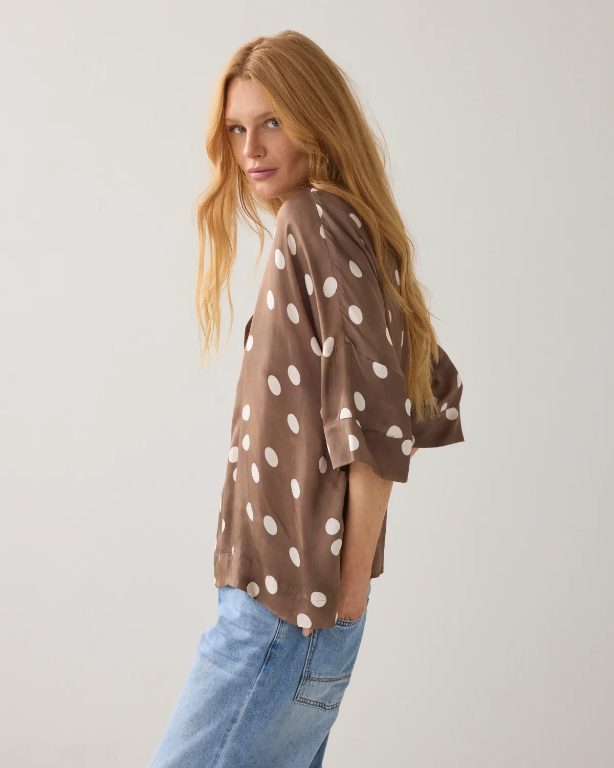 Summum Woman Top Irregular dots Khaki