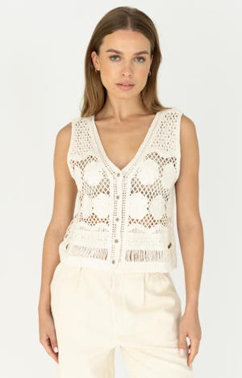 Moscow 2102 Gilet gebreid Flax Solid