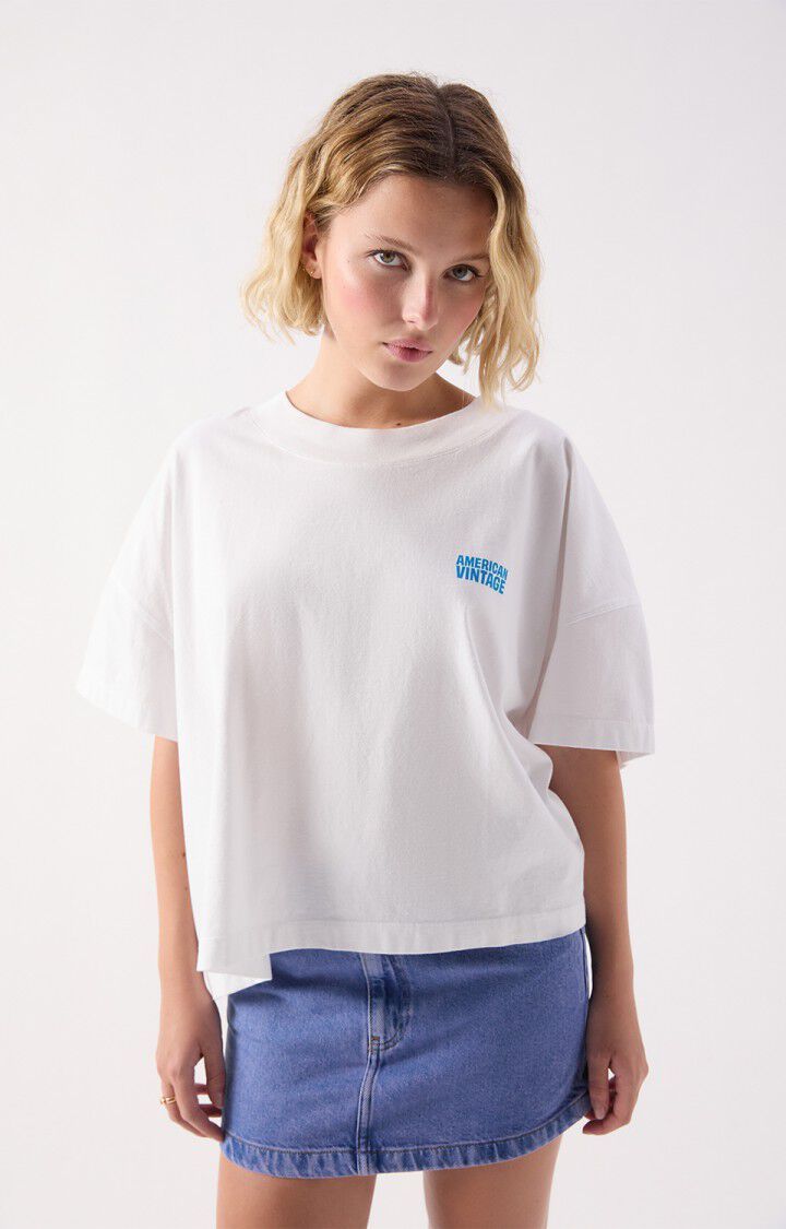 American Vintage T-SHIRT AMPLE MC COL ROND BLANC