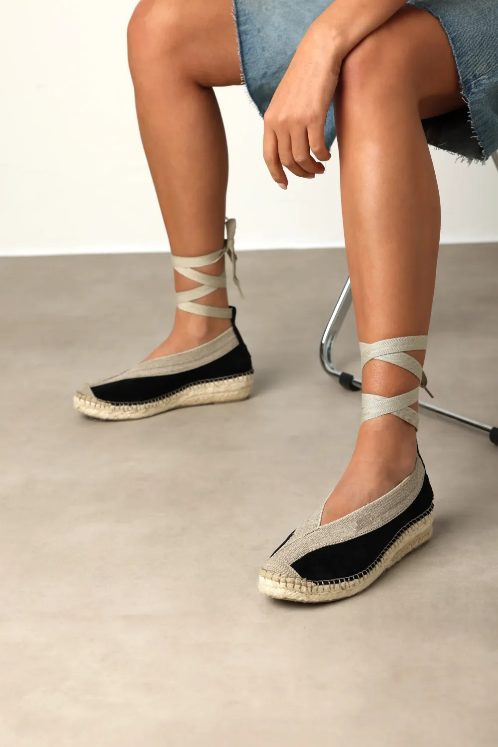 freddelabretoniere PALMA Kimono Espadrille suede zwart