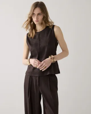 Summum Woman Top Linen blend Coffee