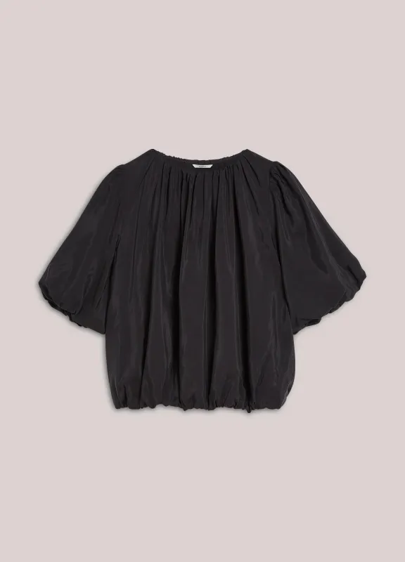 Summum Woman Top balloon sleeves Viscose cotton Black