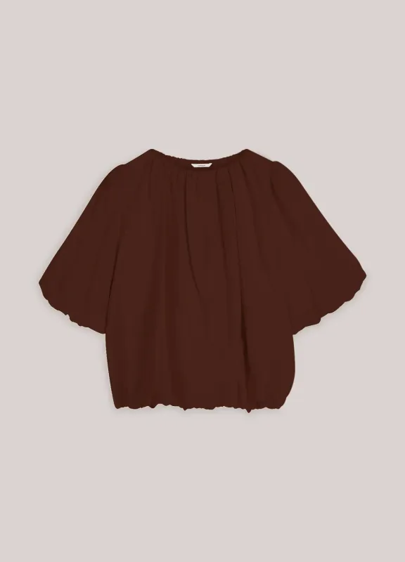 Summum Woman Top balloon sleeves Viscose cotton Coffee
