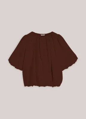 Summum Woman Top balloon sleeves Viscose cotton Coffee