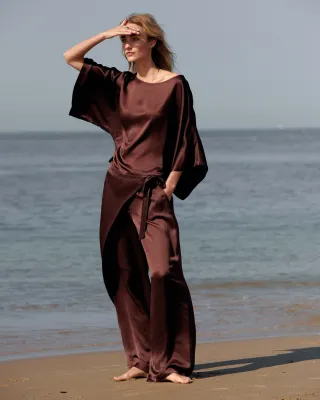 Summum Woman Trousers Heavy silky touch Coffee