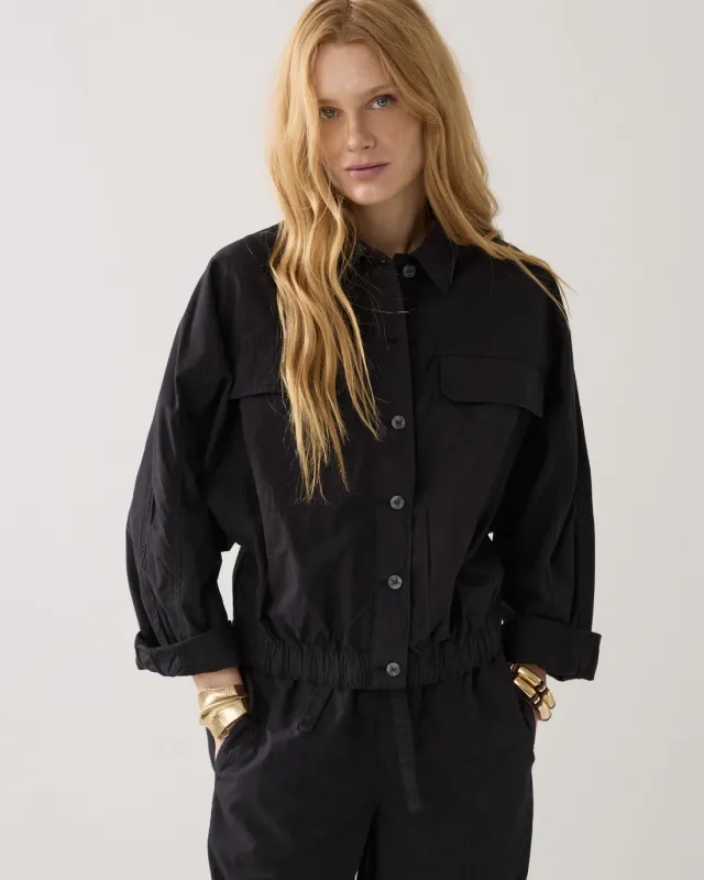 Summum Woman Batwing jacket Breezy cotton canvas Black