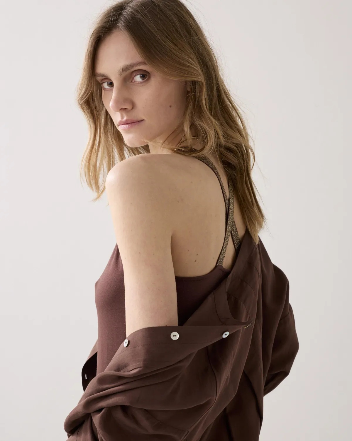 Summum Woman Top crossband Basics Coffee