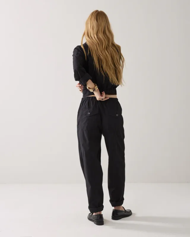 Summum Woman Loose pant Breezy cotton canvas Black