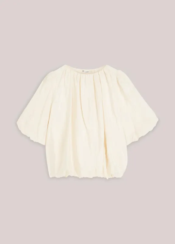 Summum Woman Top balloon sleeves Viscose cotton Ivory