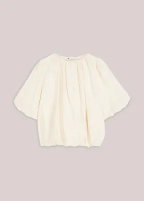 Summum Woman Top balloon sleeves Viscose cotton Ivory