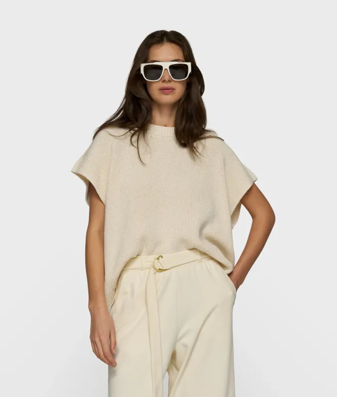 10 Days cotton knit top soft vanilla