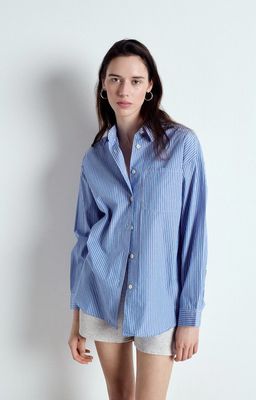 American Vintage CHEMISE AMPLE ML RAYURES AQUA