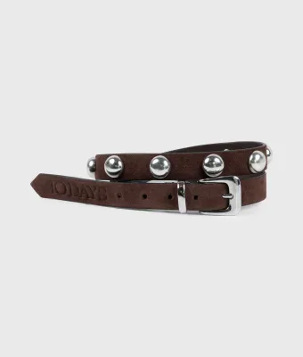 10 Days suede belt studs deep brown