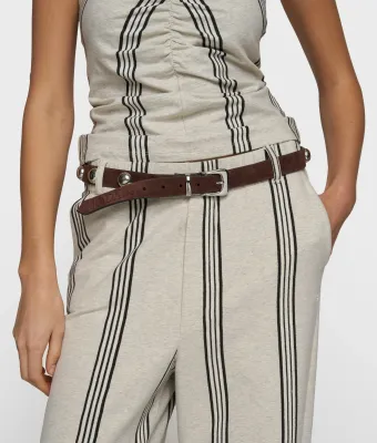 10 Days suede belt studs deep brown