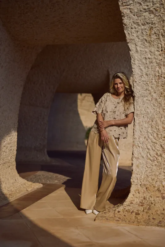 Nukus Octavia Top Flower Sand/Gold