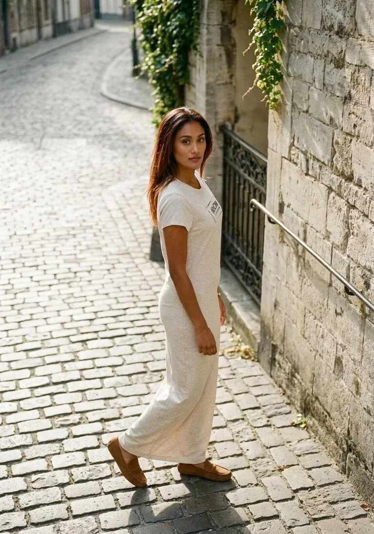 Moscow 1102 Jurk korte mouw Cream Solid