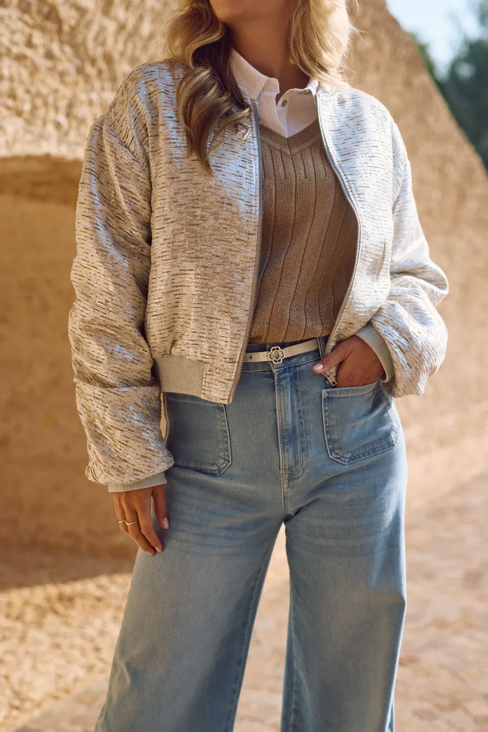 Nukus Babette Bomber SIlver/Camel