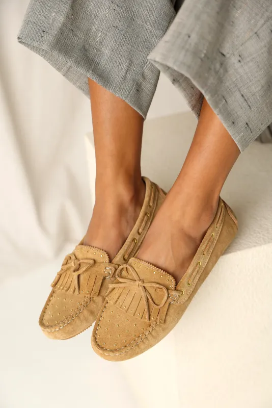 freddelabretoniere BILLY INDY moccassin suede Light Cognac
