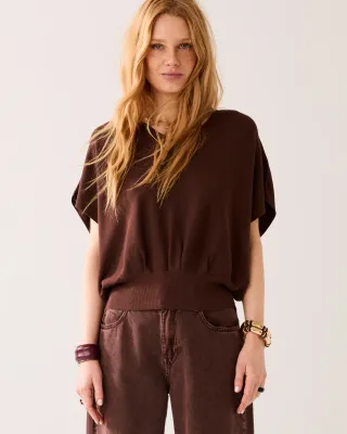 Summum Woman V-neck sweater Viscose blend knit Coffee